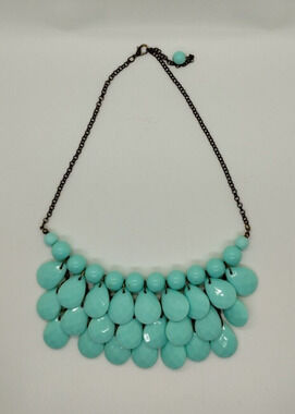 Vintage 21" Turquoise Faux Gemstones - Beaded - Bib Necklace